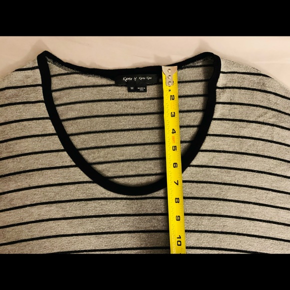 Women’s Karen by Karen Kane horizontal stripe top with sequin sleeve detail - Picture 6 of 9